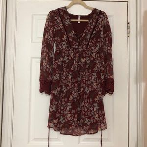 Boho red floral dress